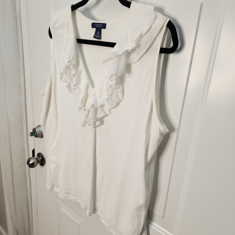 CHAPS White Sleeveless Ruffled Bodice Plus Size 3X - Picture 4 of 5